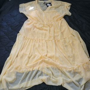 Ava & Viv Yellow Ditsy Tiered Dress Sz 2